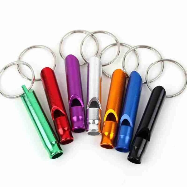 10pcs/lot Mixed Aluminum Emergency Survival Whistle Keychain For Camping Hiking Key Rings