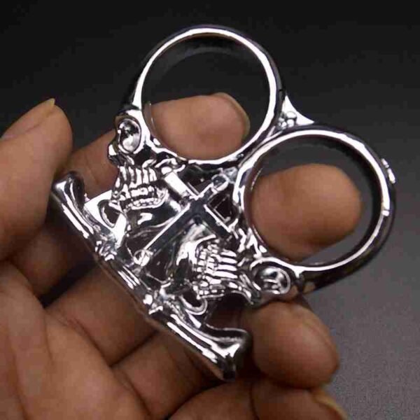 Cartoon white bone essence anti-wolf two-finger ring all-metal life-saving tool self-defense key pendant survival hand buckle two-fingered tiger