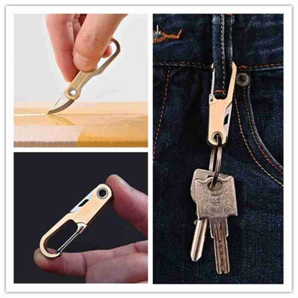 EDC Brass Knife Sharp Outdoor Self-defense Tool Gift Portable Unpacking Folding Knife Car Key Chain Pendant Demolition Express