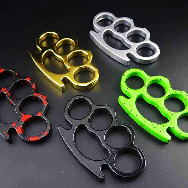 Cross-border aluminum alloy martial arts fighting fiberglass finger tiger hand buckle fist buckle thickened black four-finger glove aluminum tiger ring